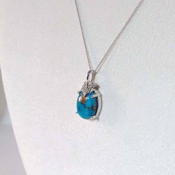 Turquoise Mojave Blue & Zircon Pendant Necklace - Picture 4 of 9
